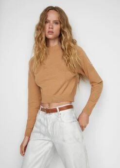 Pull-over Crop Col Montant