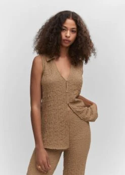 Gilet Texturé Col Polo