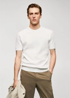 T-shirt 100 % Coton Structuré Côtelé