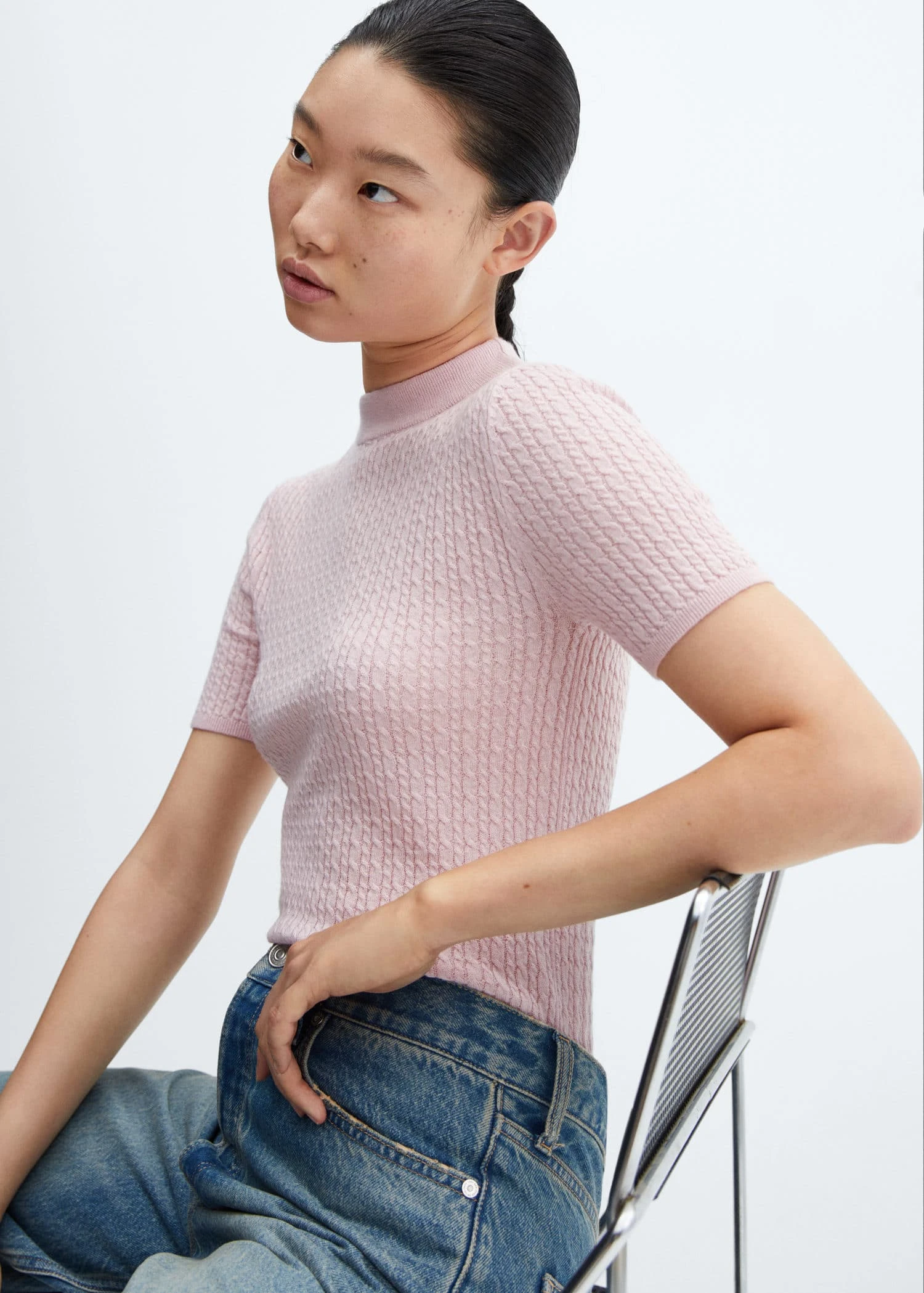 Pull-over Laine Torsades Manches Courtes 6 Pull-over Laine Torsades Manches Courtes – Image 4