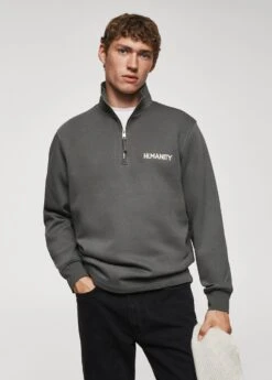 Sweat-shirt Brodé Fermeture Éclair