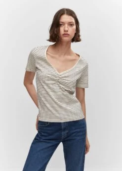 T-shirt Coton Détail Froncé