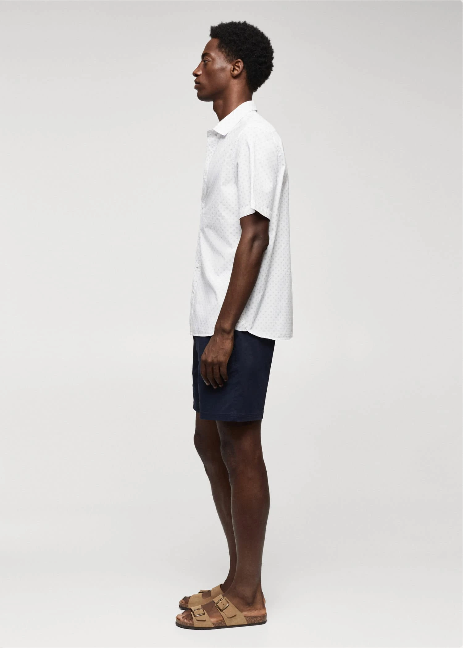 Chemise 100 % Coton Manches Courtes En Micro-imprimé 7 Chemise 100 % Coton Manches Courtes En Micro-imprimé – Image 5