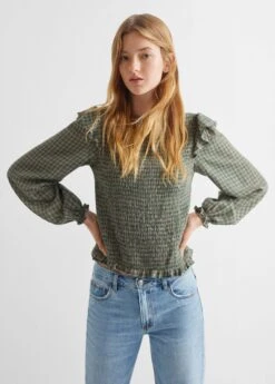Blouse à Carreaux à Volant