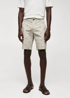 Bermuda Slim-fit Coton Micro-imprimé