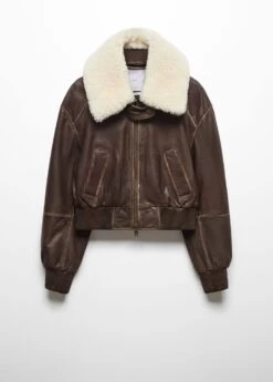 Bomber Cuir Col Imitation Mouton Retourné -Vêtements Pascher 57035986 30 B