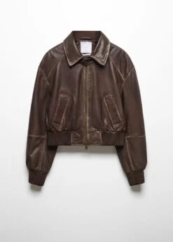 Bomber Cuir Col Imitation Mouton Retourné -Vêtements Pascher 57035986 30 D0