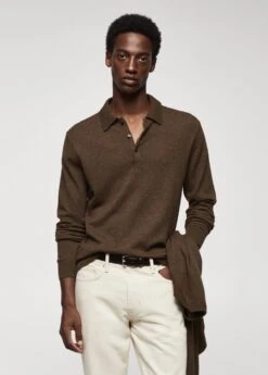 Polo Laine Manches Longues Chiné