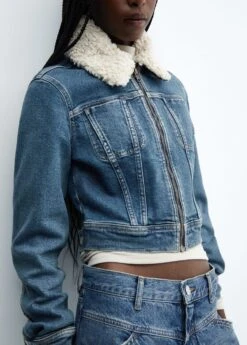 Veste En Jean Col Imitation Mouton Retourné -Vêtements Pascher 57046716 DI D6
