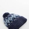 Bonnet Maille Bicolore Pompon