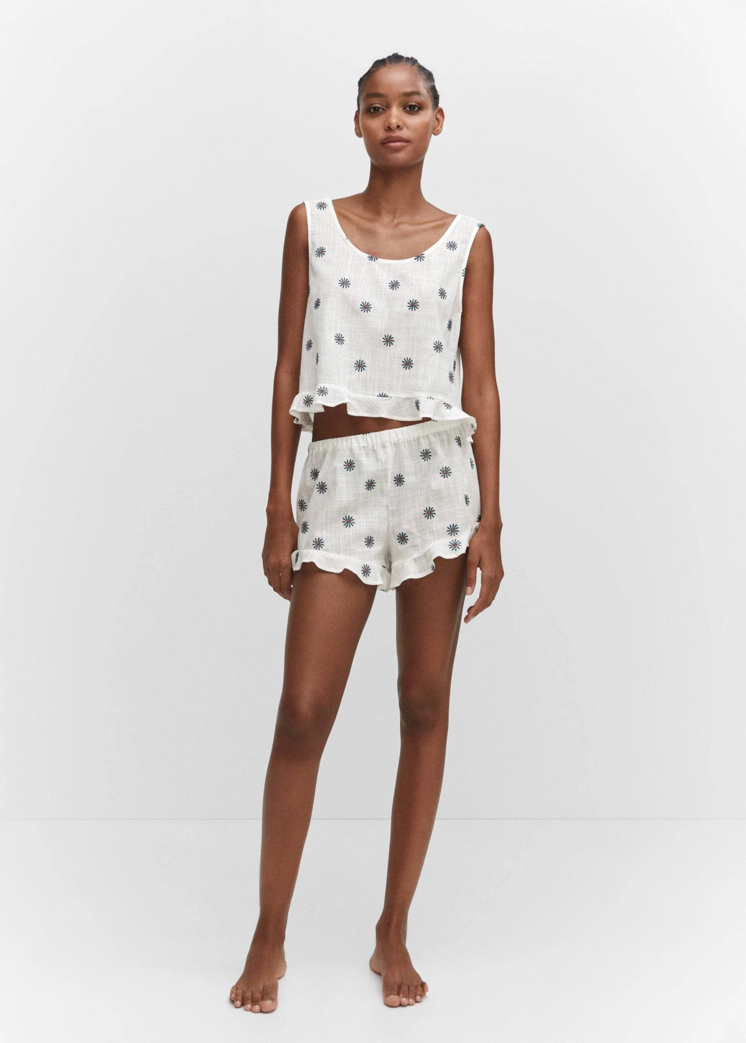 Short Pyjama Brodé Fleurs 6 Short Pyjama Brodé Fleurs – Image 4