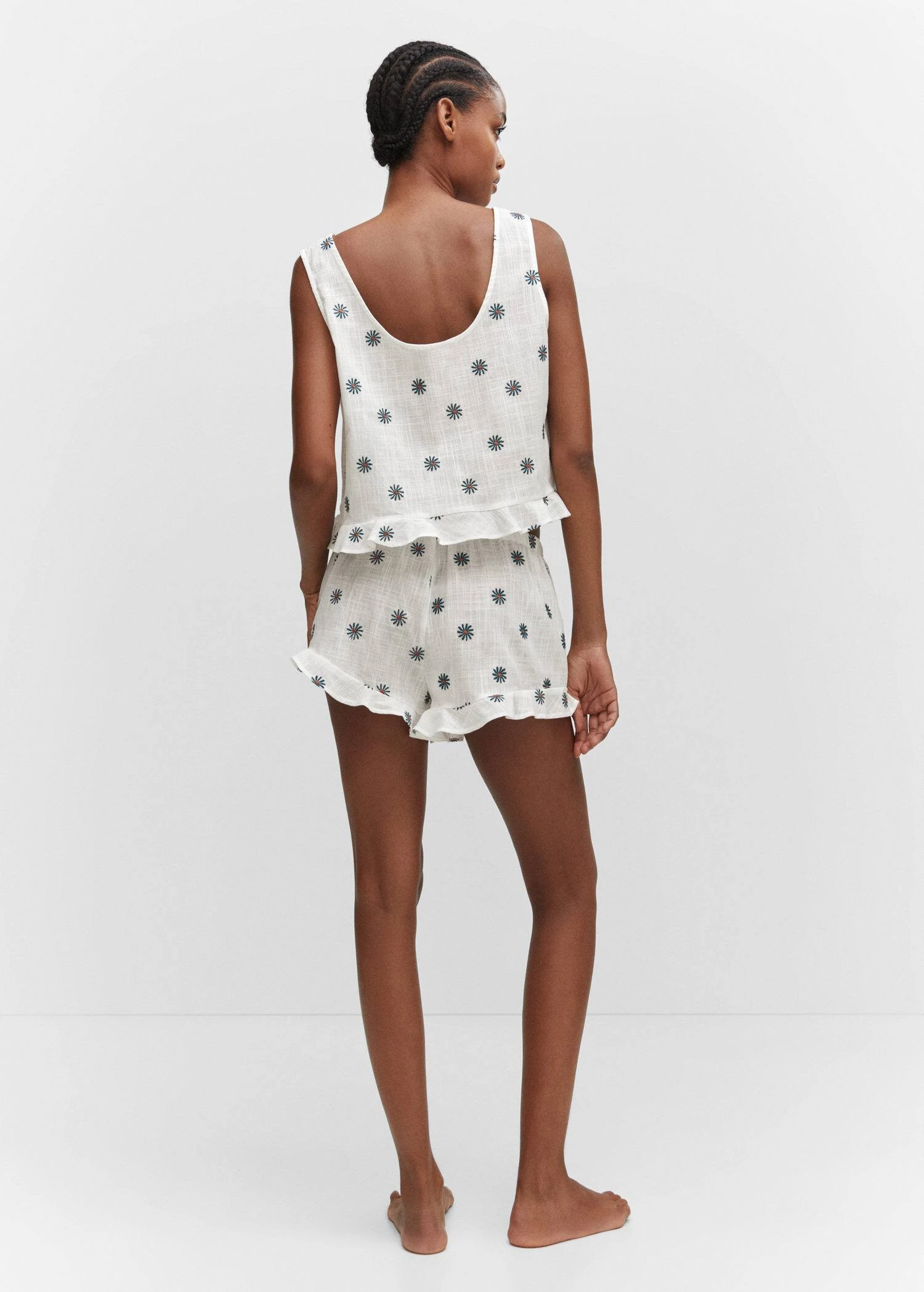 Short Pyjama Brodé Fleurs 4 Short Pyjama Brodé Fleurs – Image 2