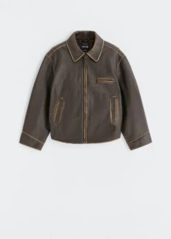 Veste Cuir Effet Usé Oversize -Vêtements Pascher 57056020 30 B