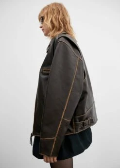 Veste Cuir Effet Usé Oversize -Vêtements Pascher 57056020 30 D2