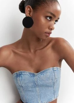 Top Style Corset En Jean Détails Brillants -Vêtements Pascher 57062894 TM D1