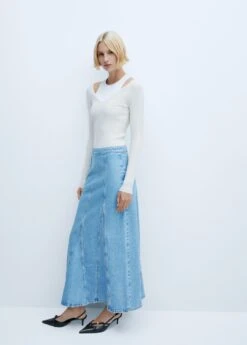 Jupe Longue En Jean Coutures 14 Jupe Longue En Jean Coutures -Vêtements Pascher 57062896 TC D2