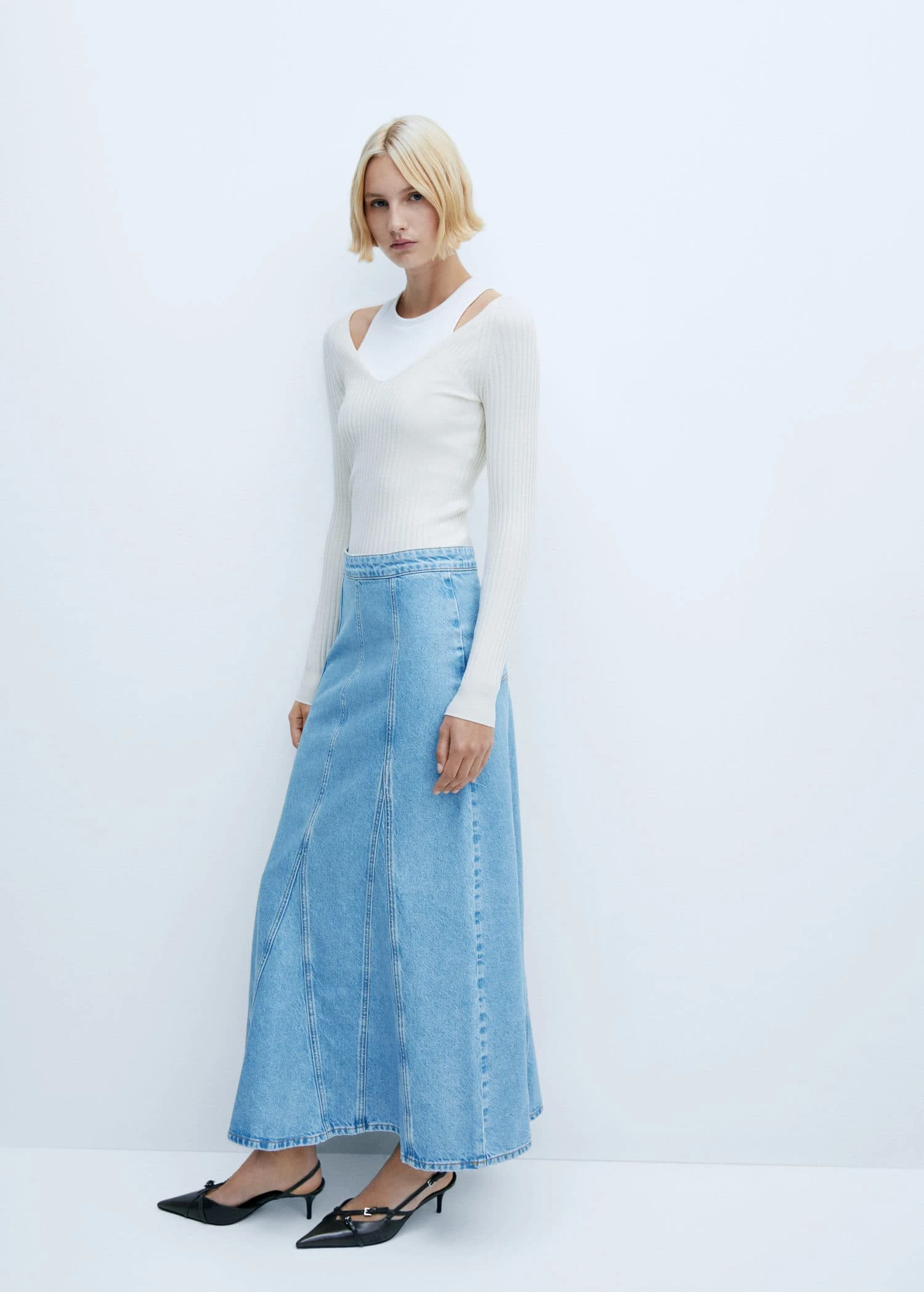 Jupe Longue En Jean Coutures 7 Jupe Longue En Jean Coutures – Image 5