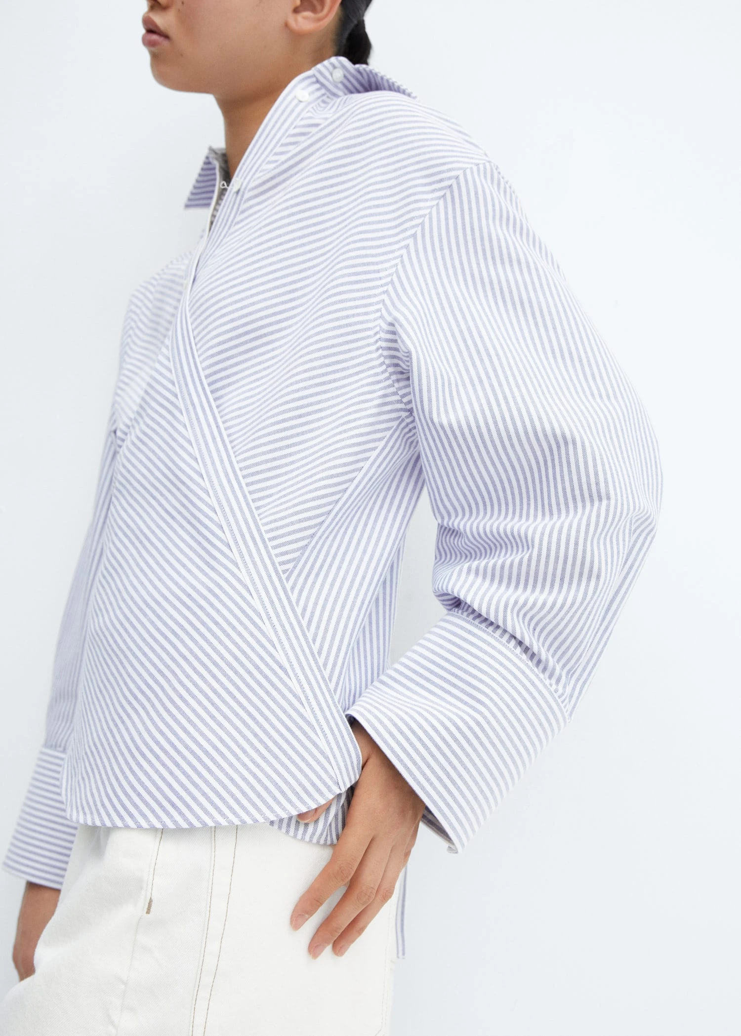 Blouse Coton Cache-cœur Rayures 8 Blouse Coton Cache-cœur Rayures – Image 6