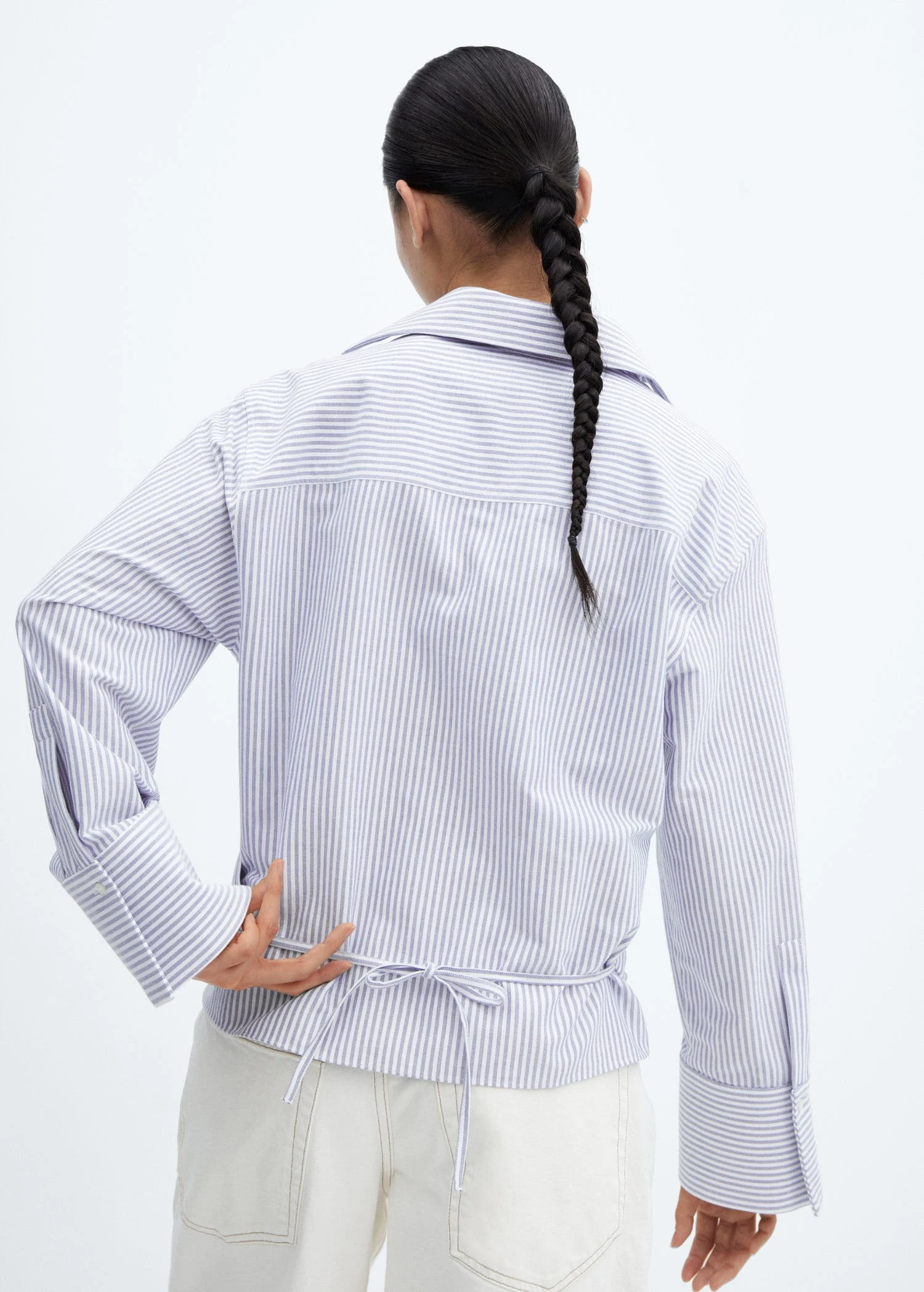 Blouse Coton Cache-cœur Rayures 5 Blouse Coton Cache-cœur Rayures – Image 3