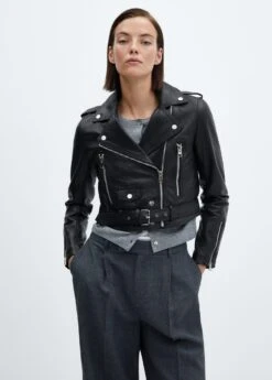 Blouson Biker En Cuir à Zips