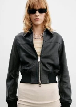 Blouson Cuir Bas élastiqué