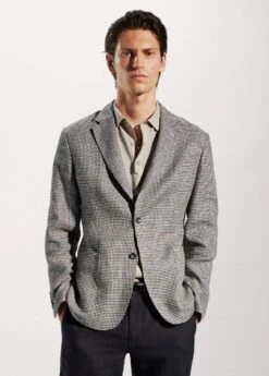 Veste 100 % Lin Micro Pied-de-poule