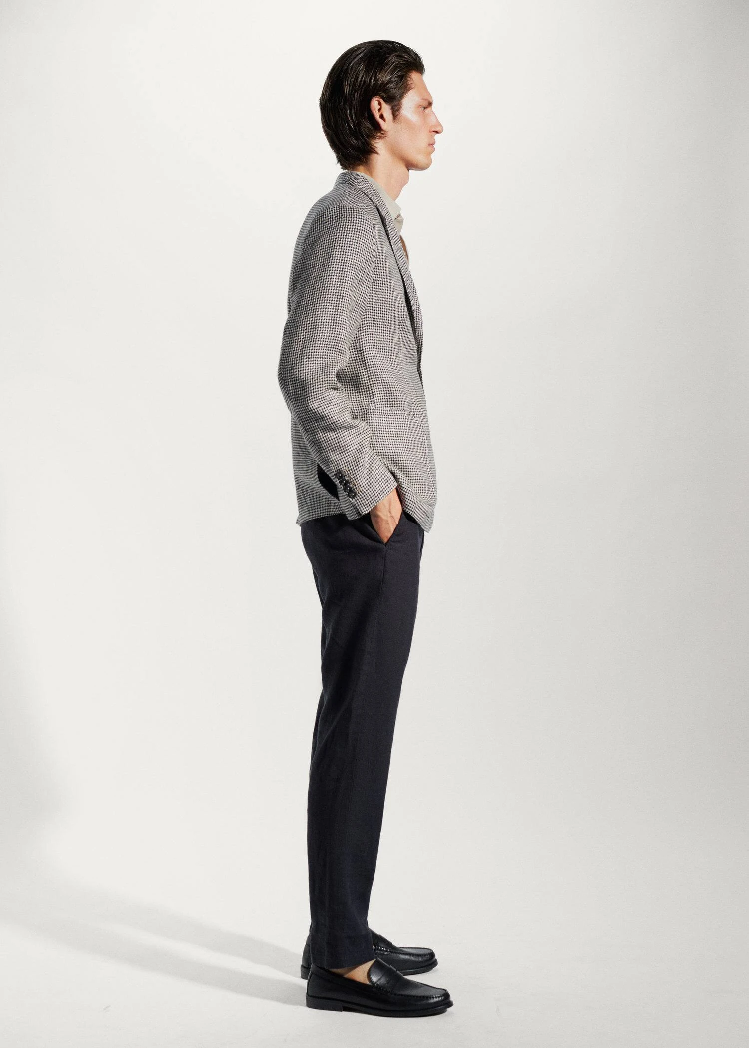 Veste 100 % Lin Micro Pied-de-poule 7 Veste 100 % Lin Micro Pied-de-poule – Image 5