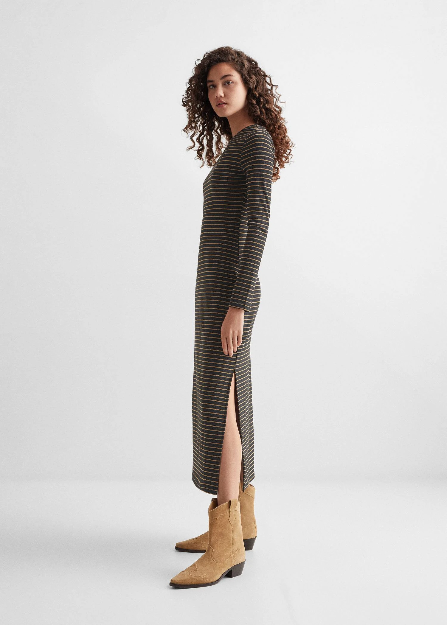 Robe à Rayures Et Ouverture 4 Robe à Rayures Et Ouverture – Image 2