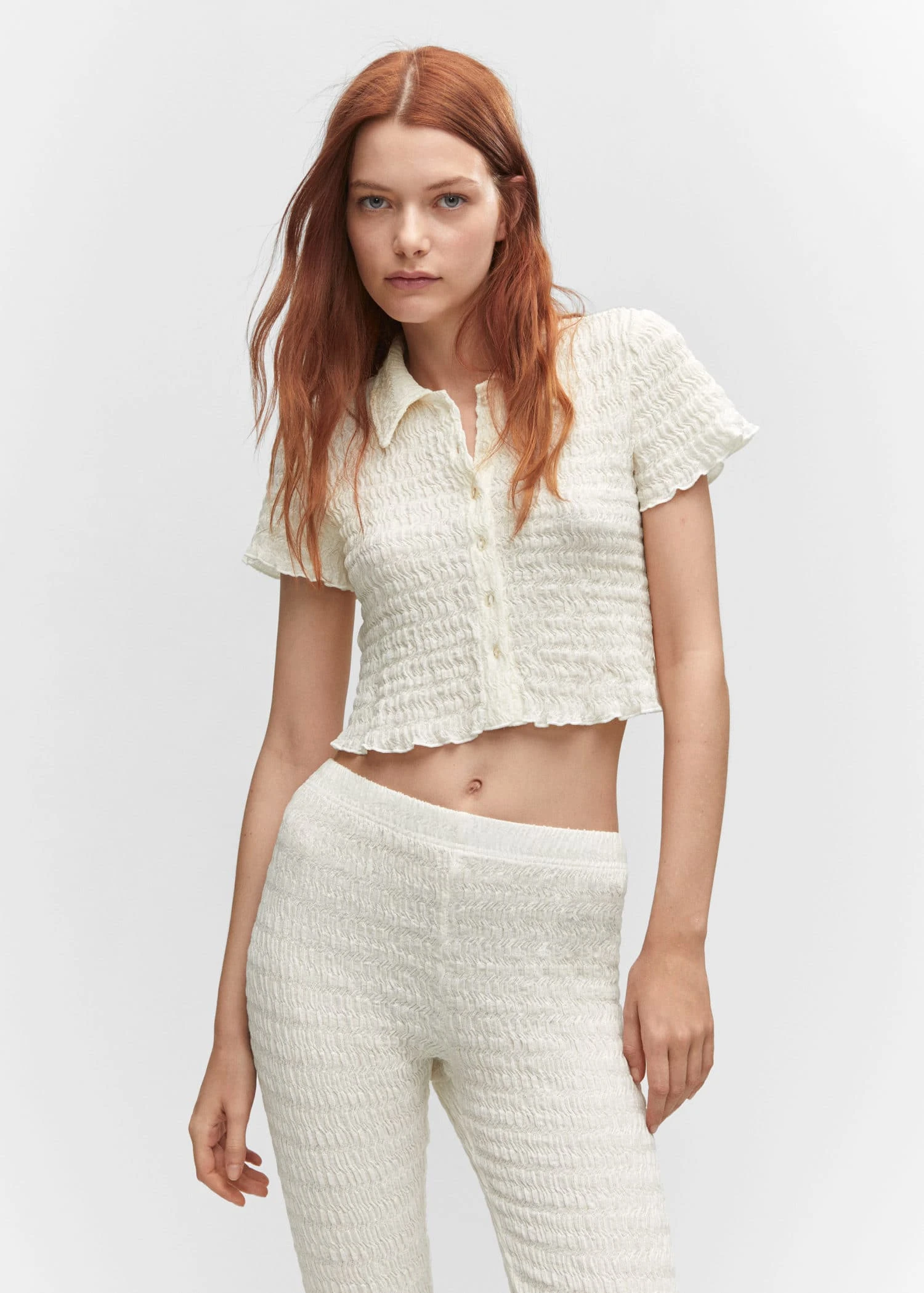 Pantalon évasé Texturé 3 Pantalon évasé Texturé