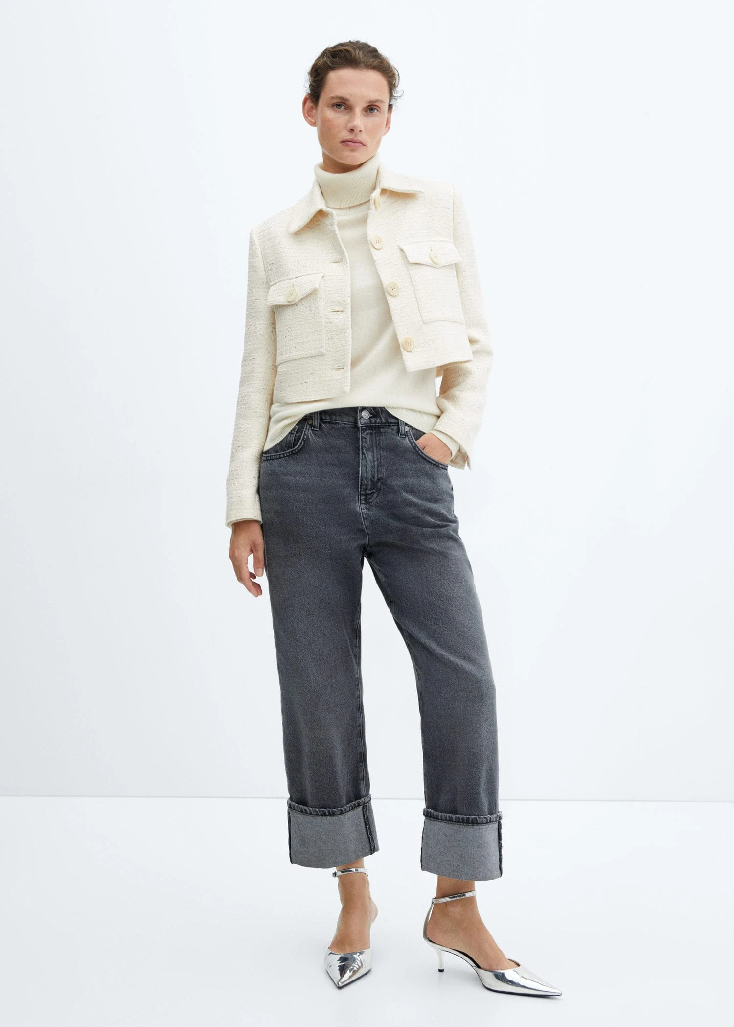 Veste Crop Tweed Poches 4 Veste Crop Tweed Poches – Image 2