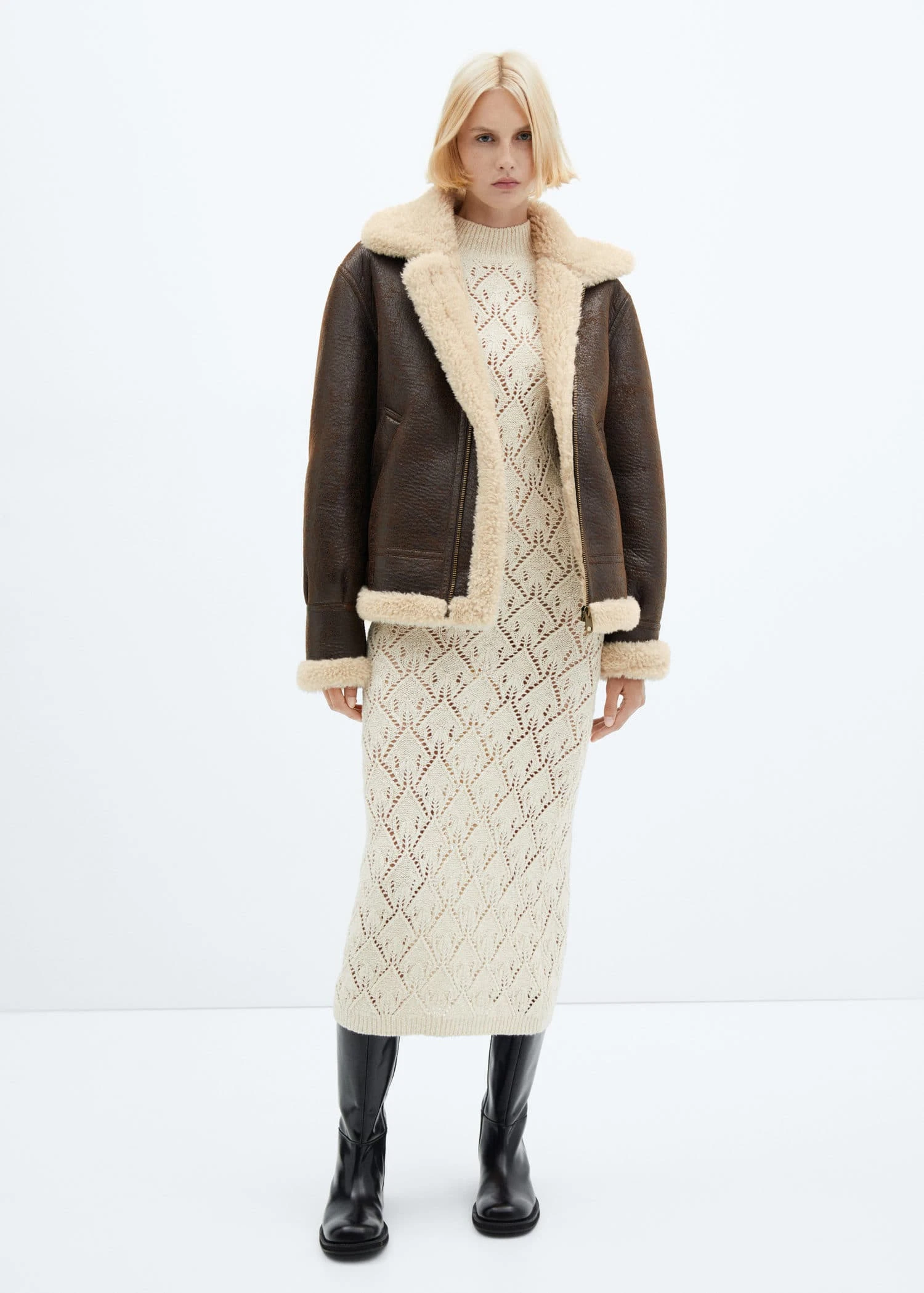 Veste Imitation Mouton Retourné Effet Vintage 4 Veste Imitation Mouton Retourné Effet Vintage – Image 2