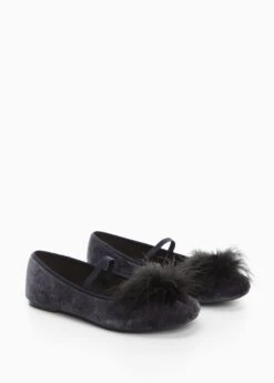 Ballerines Velours Pompon
